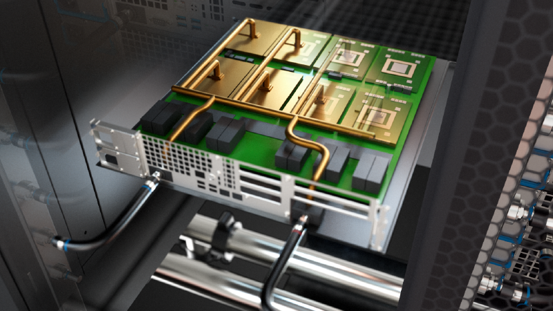 3D render of how direct-to-chip cooling looks like